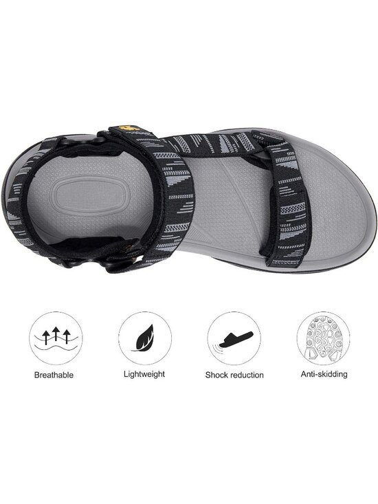 Men\'s Black Grey Arch Support Open Toe Beach Comfortable Hiking Sandals Shoes main image 6